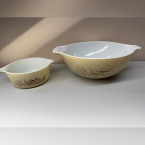 Vintage Pyrex #444 4L & 472-B 750ml Forest Fancies Mushrooms Mixing Bowl